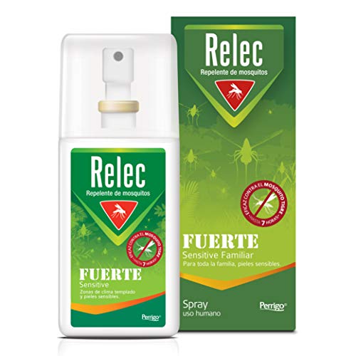 Relec Fuerte Sensitive Familiar, Spray Antimosquitos, Repelente de mosquitos, Eficaz contral el mosquito tigre, Sin olor, sin perfume y sin alcohol, 75 ml