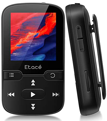 Reproductor MP3 Bluetooth, MP3 Bluetooth Running 5.0, 16GB, Radio FM, E-Book, Podómetro, Grabadora de Voz, Diseño Mini, Pantalla de Color de 1.5 Pulgadas, Soporte hasta 128GB Tarjeta