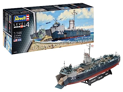 Revell- US Navy Landing Ship Medium (Bof Accesorios, Color Plateado, Mittel (RV05169)