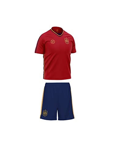 RFEF - Mini Kit Replica Oficial Selección Española de Fútbol | Primera Equipación España Mundial 2022 - Color Rojo | Talla 6 Años