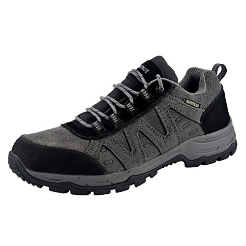 riemot Zapatillas Trekking para Mujer y Hombre, Zapatos de Senderismo Calzado de Montaña Escalada Aire Libre Impermeable Ligero Antideslizantes Zapatillas de Trail Running, Hombre Gris Negro 43 EU
