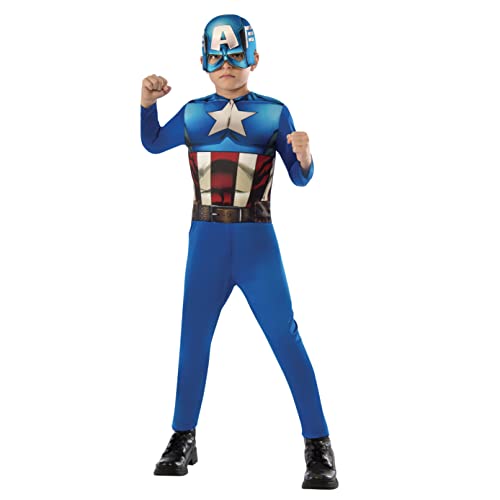 Rubies Avengers - Disfraz de Capitán América para niño, talla infantil 5-7 años ( 610759-M)