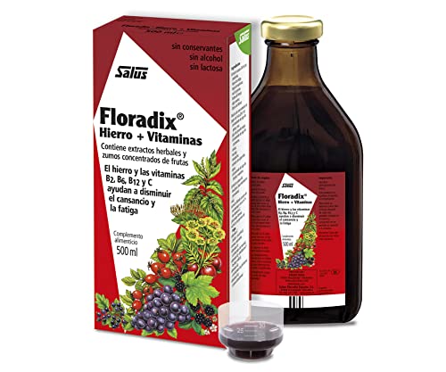 Salus - Floradix Suplemento de Hierro Líquido - 500 ml - Reduce el Cansancio y la Fatiga - Contiene Hierro Orgánico y Vitaminas B2, B6, B12 y C - Combate la Anemia - Suplementos Vitamínicos