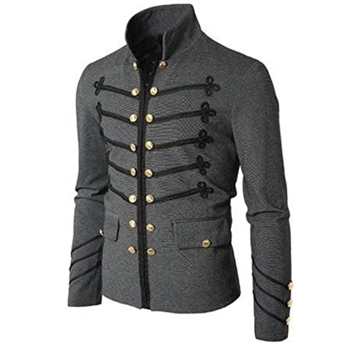 SARGE Chaqueta Militar Vintage para Hombre, Chaqueta de Desfile Militar gótica, Botones Bordados, Top de Color sólido, Uniforme Retro, cárdigan, Prendas de Vestir Exteriores