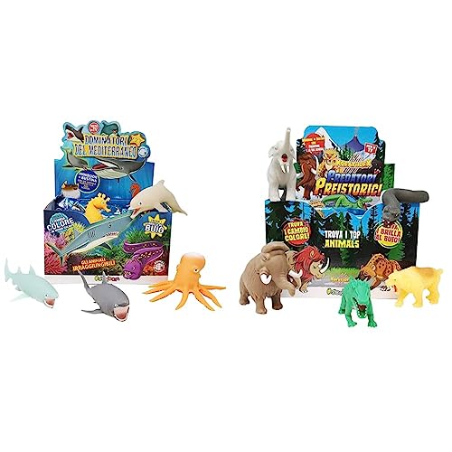 Sbabam s.r.l. Dominadores del Mediterráneo - Pack de 4 Sobres & Sbabam, Depredadores prehistóricos Dinosaurios, Juegos para niños de quiosco