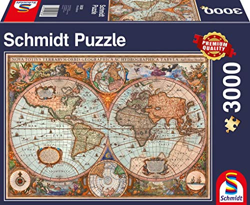 Schmidt Spiele- Mapa del Mundo Antiguo, Rompecabezas de 3000 Piezas, Multicolor (58328)