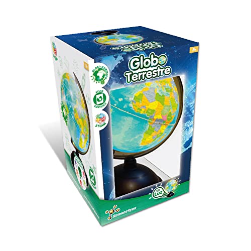 Science4you Globo Terráqueo con Luz - Globo Terráqueo en Español para Niños con Atlas Científico - Bola del Mundo con Luz para Niños de 20cm - Globo con Luz y Juguete Cientifico para Niños 7 8 9 años