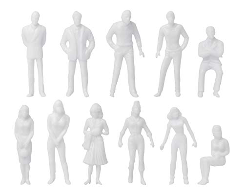 SCSpecial Figuras sin Pintar a Escala 1:50 100 Piezas Surtido de Poses Personas en Miniatura para Proyecto de diseño arquitectónico Escala Maquetas de Trenes ferroviarios Bonsai Decoración del hogar