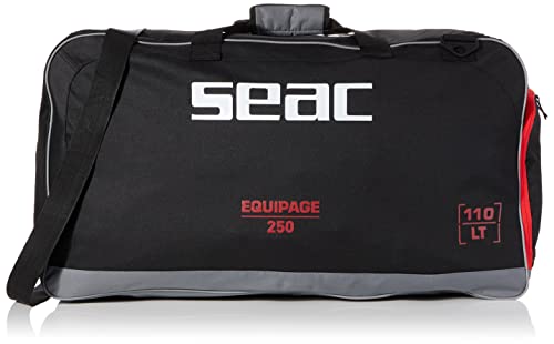 SEAC Equipage 250 Bolsa de Lona con Compartimento Impermeable para Equipos de Buceo y Bolsillo para Aletas, Unisex-Adult, Negro, 110 lt/ 75x40x35 cm