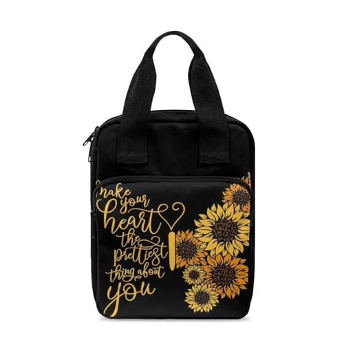 SEANATIVE Funda de la Biblia de girasol, funda personalizada para la Biblia para mujer, bolsa de iglesia, accesorios de la Biblia, organizador de libros de la Biblia de estudio con asa y cremallera