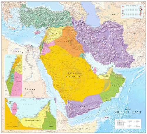 Serie Continental: Oriente Medio - Mapa de pared recubierto de plástico