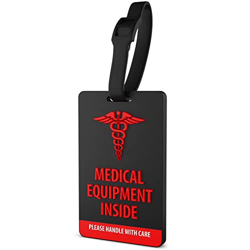 Shacke - Etiquetas Para Maletas De Equipo Médico Shacke Para Dispositivos Respiratorios (Negro/Vertical)