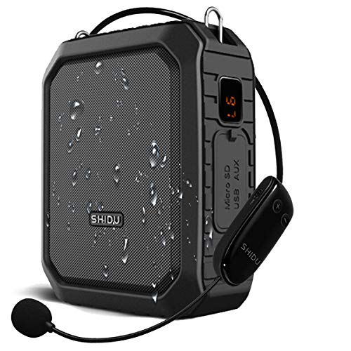 SHIDU 18W Amplificador de voz inalámbrico Sistema PA impermeable con micrófono inalámbrico UHF Altavoz Bluetooth para aula al aire libre Guía turístico