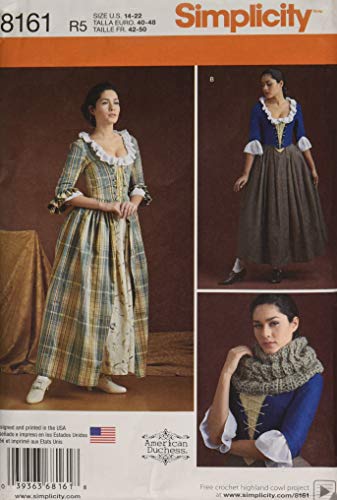 Simplicity Pattern 8161 Patrones de Costura para Patrones de Costura para Disfraces de Siglo XVIII, Blanco, tamaño R5