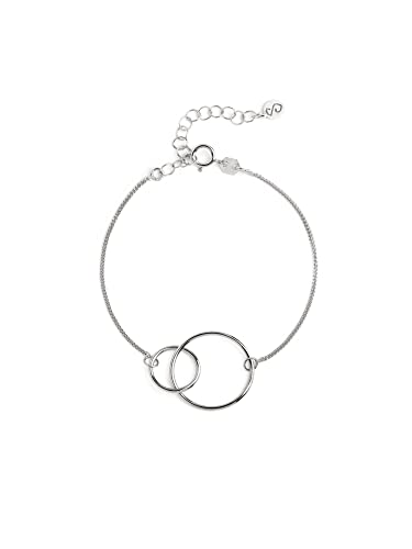 SINGULARU - Pulsera Sister Plata - Pulsera en Plata de Ley 925 con Acabado Baño de Rodio - Talla Unica - Largo de cadena 19 cm - Joyas para Mujer - Varios Acabados