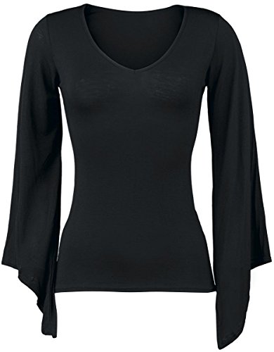 Spiral - Gothic Elegance - Camiseta con Mangas de Estilo gótico - Cuello de Pico - Negro - L