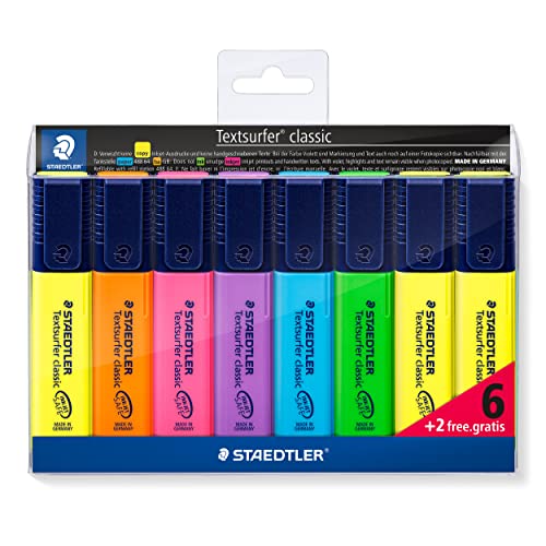 STAEDTLER 364 A WP8 ST, Set de 8 Marcadores Fluorescentes, Multicolor