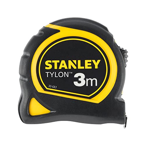 STANLEY 0-30-687, Cinta métrica (3m x 13mm), Bi-Material Tylon, Cinta métrica ligera, Compacta y ergonómica con gancho para cinturón, Acero aleado