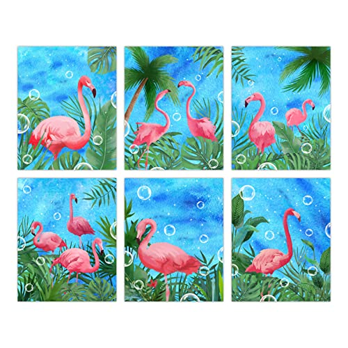 SUPERDANT Flamingo Canvas Wall Art Tropical Plants Prints Art Boho Decor para Dormitorio Animal Picture Palm Green Tropical Pósteres Sin Marco Colgando Obras de Arte