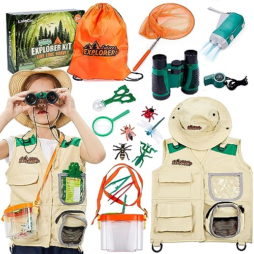 Tacobear Kit Explorador Niños Aire Libre Aventura Juguetes con Prismáticos Lupa Cazamariposas Silbato Juguetes Educativo Juguetes de Exploración Cattura Insetti Kit Regalo para niños 4 5 6 7 8 años