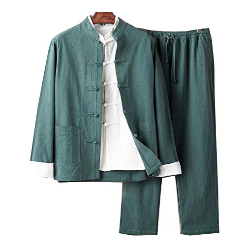 Tang Suit - Traje tradicional chino para hombre, traje de algodón Hanfu, abrigo de manga larga