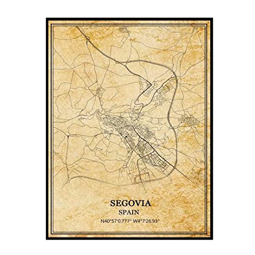 TANOKCRS Segovia España - Póster de mapa vintage para pared, diseño de mapa de la ciudad