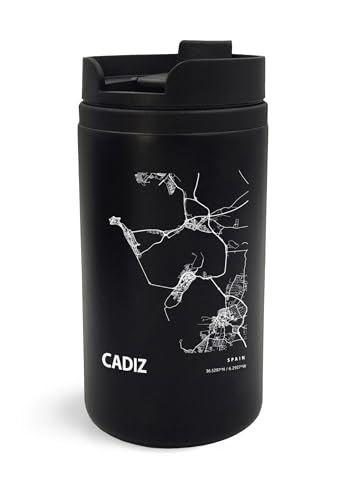 Taza térmica con diseño de mapa de la ciudad de Cádiz España