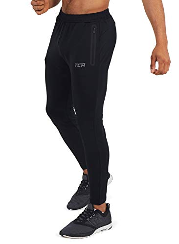 TCA Pantalón de Entrenamiento con Tecnología de Secado Rápido con Bolsillos con Cremallera para Hombre - Antracita, M