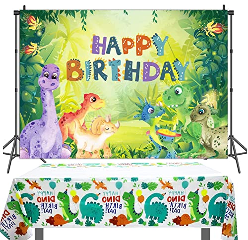 Telón de Fondo y Mantel con temática de Dinosaurio,Parque de laselva,para niños,Fiesta de cumpleaños para Baby Shower, decoración de Mesa de Pasteles,Suministros de Fiesta de Dinosaurios (1,8x1,2 m)