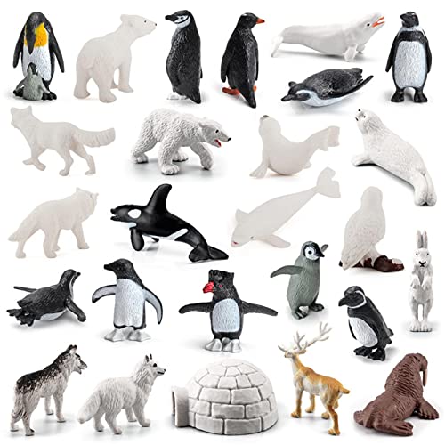 thoran Animal Toy | Estatuillas resistentes del mar ártico para niños, figuras de animales árticos para decoración de pasteles o suministros de fiesta