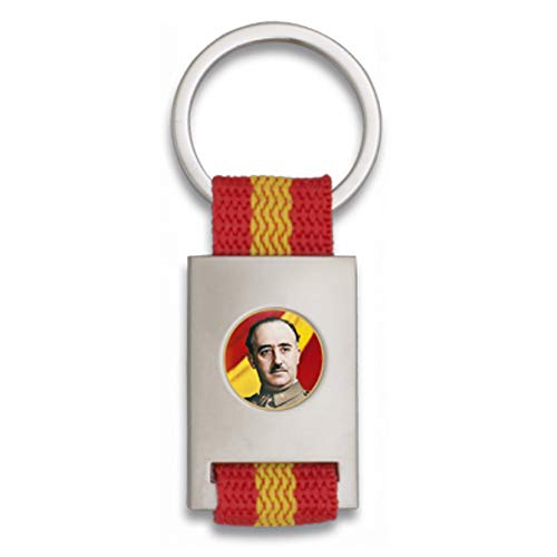 Tiendas LGP Albainox- Llavero Bandera de ESPAÑA y Chapa Francisco Franco, Plateado