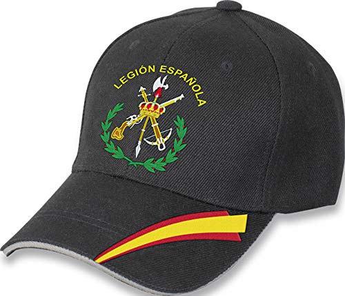 Tiendas LGP- Barbaric- Gorra Bordada Legión Española, Talla única. con Presilla de adaptación, Color Negro