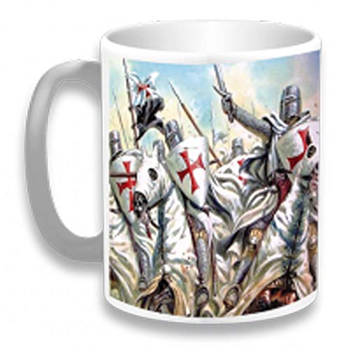 Tiendas LGP- Barbaric- Taza Ceramica Caballeros Templarios Decorada con impresión fotografica 3D con Motivos de Templarios