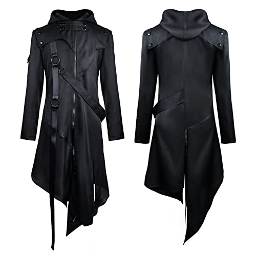 TMOYJPX Disfraz Medieval Hombre Disfraces Chaqueta Vintage Victoriana Gótico, Traje Ropa Medieval Adulto Cosplay Otoño e Invierno (3XL, Negro)