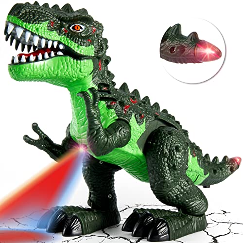 TOEY PLAY Eléctrico Dinosaurios Juguetes con Luz y Sonido, Caminar Tiranosaurio Rex, Grandes Figuras de Dinosaurios T-Rex Juguetes, Juegos Educativo Regalos para Niños Niñas 3 4 5 Años