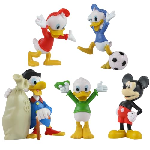 Toptoys2u Bargain Bundles Figuras 3D – Figuras coleccionables en miniatura muy detalladas perfectas para decoración de tartas – Huey, Dewey, Louie, Mickey y 2.5 pulgadas 6 cm Scrooge McDuck – Paquete
