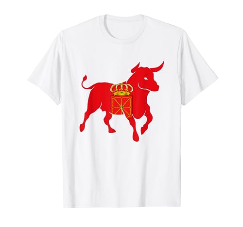 Toro con Bandera de Navarra San Fermín Orgullo Navarro Camiseta