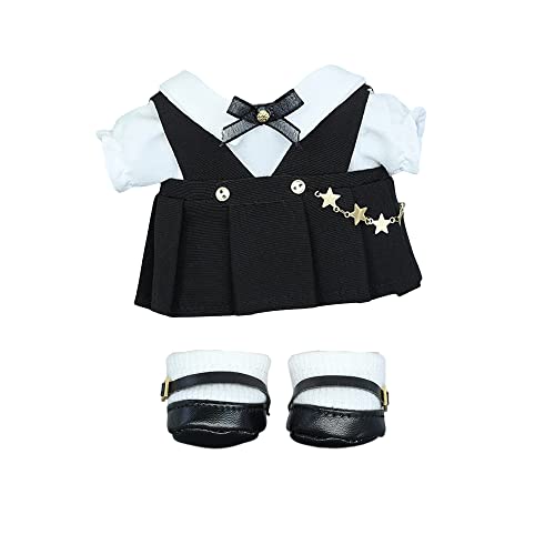 Traje de Estilo Universitario para 20 cm (7,8 Pulgadas) Ropa de muñeca de Peluche Conjunto de Zapatos Muñecas de algodón de Peluche Accesorios de Juguetes (Black)