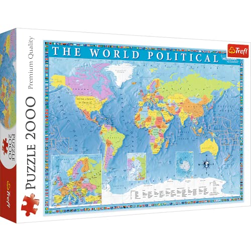 Trefl-Politische Weltkarte 2000 Piezas, Adultos y niños a Partir de 12 años Puzzle, Color Mapa político del Mundo