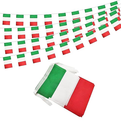 TSUWNO Guirnalda Italiana de 40 Banderas de 14 x 21cm y 10 metros para Día Nacional, Eventos Deportivos y Decoración de Bares.