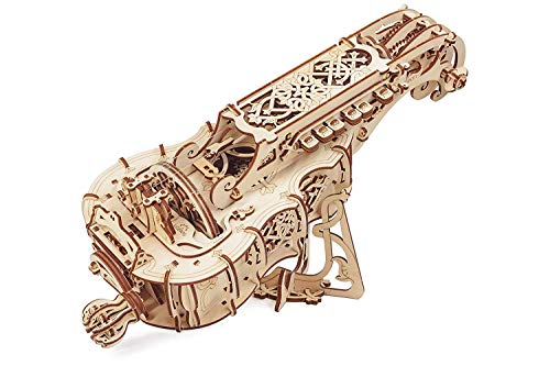 UGEARS Hurdy Gurdy Rompecabezas de Madera 3D - Instrumento Musical Kit de Modelo mecánico de Madera para Construir - Rompecabezas de Bricolaje Música Medieval - Juego de construcción