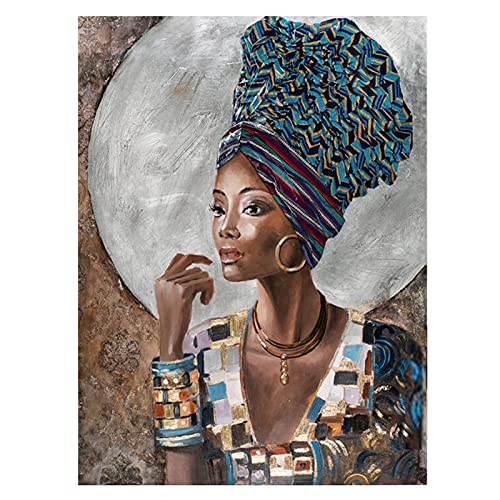 UIGJIOG Cuadro De Lienzo De Mujer Africana, Impresiones Mujeres Negras Africanas, Arte De Pared Decorativo Abstracto Pintado en la Pared artística sin Marco,28x36cm No Frame