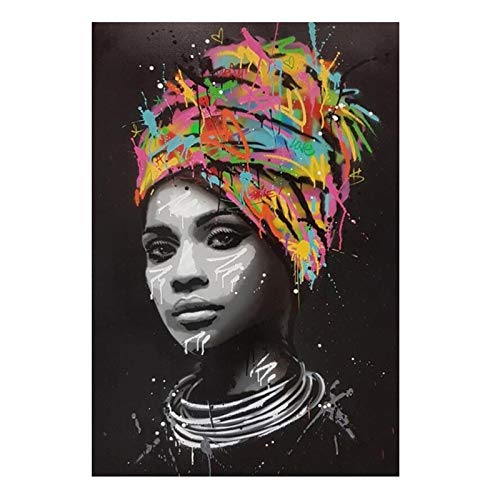 UIGJIOG Pintura de Lienzo decoración de Mujer Africana Negra, Arte de Pared, Cuadro de Fotos sobre Lienzo Carteles e Impresiones, decoración de Dormitorio Salon,21x30cm No Frame
