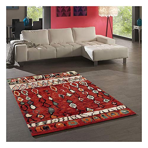 UN AMOUR DE TAPIS - Alfombra Bereber Estilo 40X60 cm Rectangular Berber Morocco Rojo Entrada Adecuada para Calefacción por Suelo Radiante