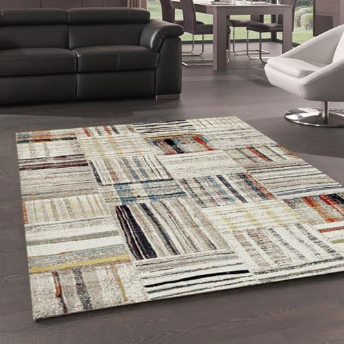 UN AMOUR DE TAPIS - Alfombra Moderna Bereber, Marruecos, Diseño De Cuadrados, Moderna De, Polipropileno, Beige, 80 X 150 cm