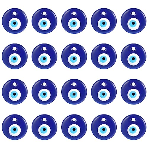 UTMACH 20 Piezas 3 cm Ojo Turco,Colgante con el Ojo Turco Azul Nazar Boncuk Boncugu Amuleto Ojo Turco para Casa Colgante Mal de Ojo Turco para Colgar Evil Eye para Collar Pulseras
