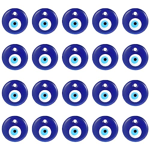 UTMACH 20 Piezas 3 cm Ojo Turco,Colgante con el Ojo Turco Azul Nazar Boncuk Boncugu Amuleto Ojo Turco para Casa Colgante Mal de Ojo Turco para Colgar Evil Eye para Collar Pulseras