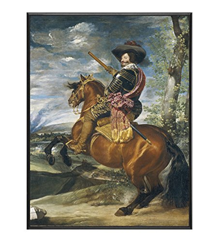 VELAZQUEZ EL CONDE DUQUE DE OLIVARES CUADRO ENMARCADO - Moldura de Aluminio Mate color Negro - Montaje en Panel adhesivo (Foam)- Laminado en Mate (Sin Cristal)- Incluye Colgadores (50x70cm)