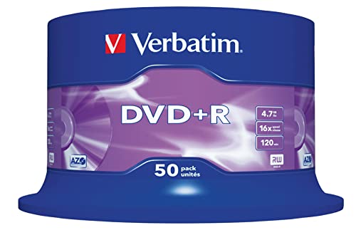 Verbatim 43550 -Pack de DVD+R vírgenes (50 Unidades, 4.7 GB, 16x)