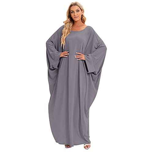 Vestido Musulmán de Oración para Mujer, Ropa Islámica Vestido Musulmán Abaya Maxi Vestido de Manga Larga Kaftan Túnica árabe en su Totalidad para Fiesta de Oración de Ramadán Notar Talla única